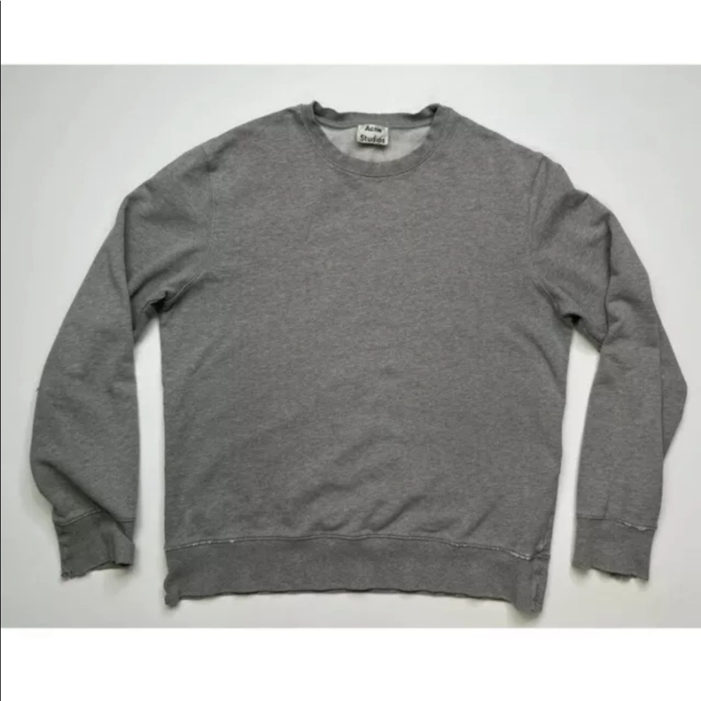 Acne Studios Casey Crewneck Sweatshirt Men’s Medium - Gray Distressed
